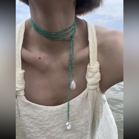 Bohemian pearl drop necklace N483 - Picture 2 of 5